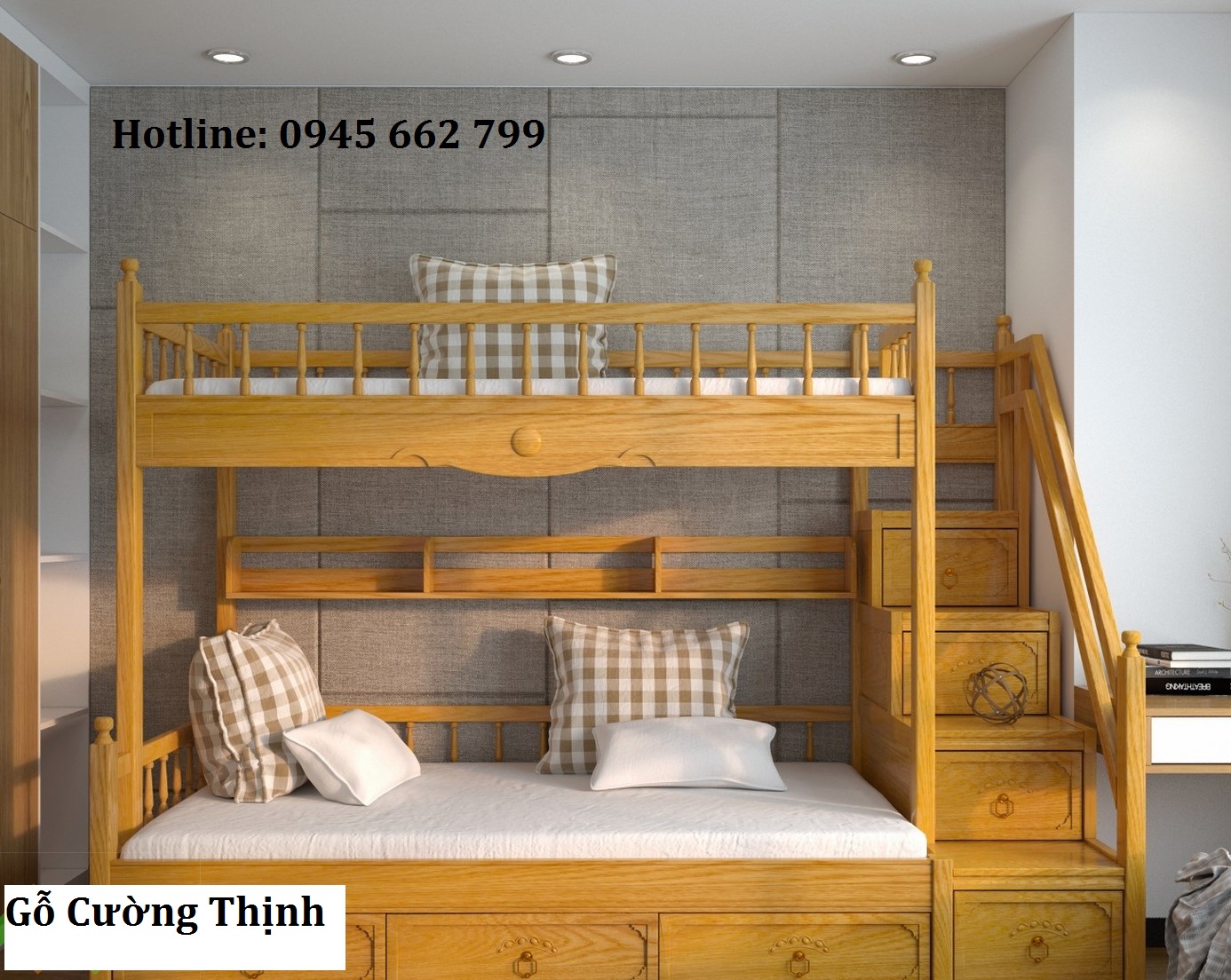Giường tầng gỗ tự nhiên GT013