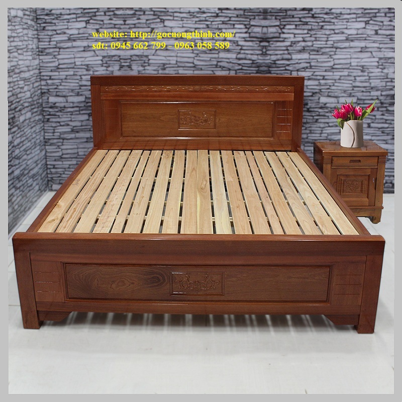 Giường ngủ gỗ Xoan đào không ngăn kéo